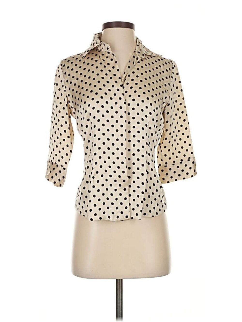 Silk Polka Dot Button-Up Blouse in Cream and Black